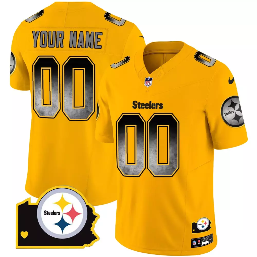 Pittsburgh Steelers Gold Arch Smoke Home Patch Vapor Jersey | Custom Stitched Limited Edition | Fan Gear for Men, Women & Youth