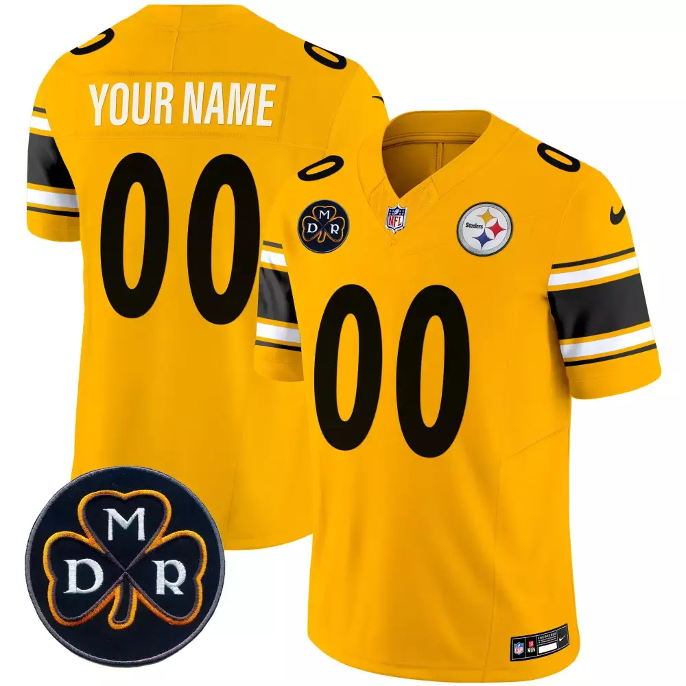 Pittsburgh Steelers Gold DMR Patch Vapor Jersey | Limited Edition Custom Stitched | Fan Gear for Men, Women & Youth