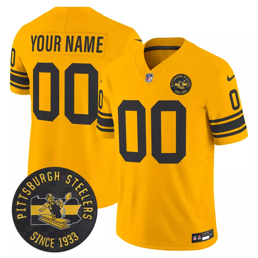 Pittsburgh Steelers Gold DMR Patch Vapor Jersey | Limited Edition Custom Stitched | Fan Gear for Men, Women & Youth