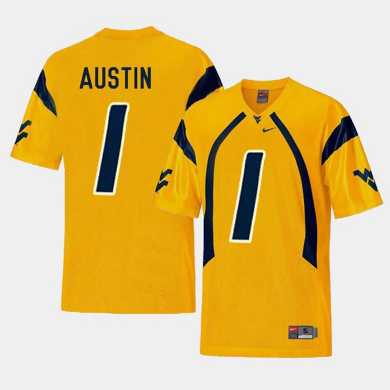 gold men tavon austin west virginia mountaineers wvu jersey all stitched