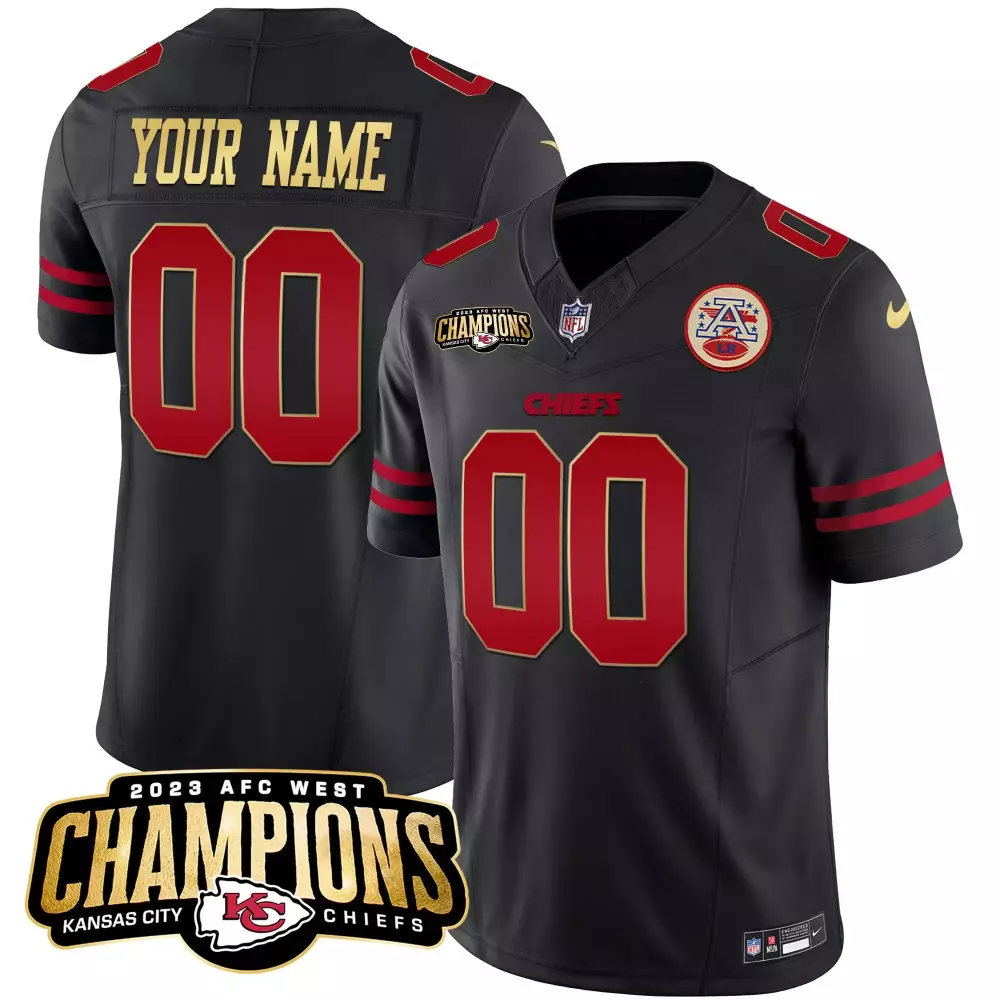 Kansas City Chiefs 2023 AFC West Champions Patch Vapor Limited Custom Jersey V2 | All Stitched Fan Gear | For Men, Women & Youth