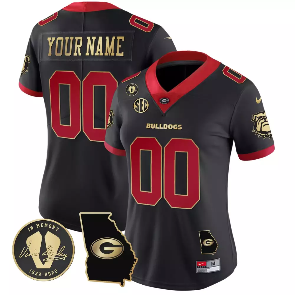 Gold Trim Women's Georgia Bulldogs 2023 Vapor Custom Jersey | Georgia Map All Stitched | Fan Gear