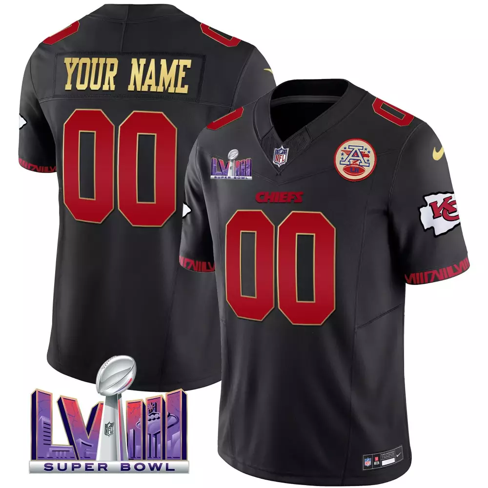 Kansas City Chiefs Youth Super Bowl LVIII Pattern Gold Vapor Jersey | Custom Design | For Men, Women & Youth