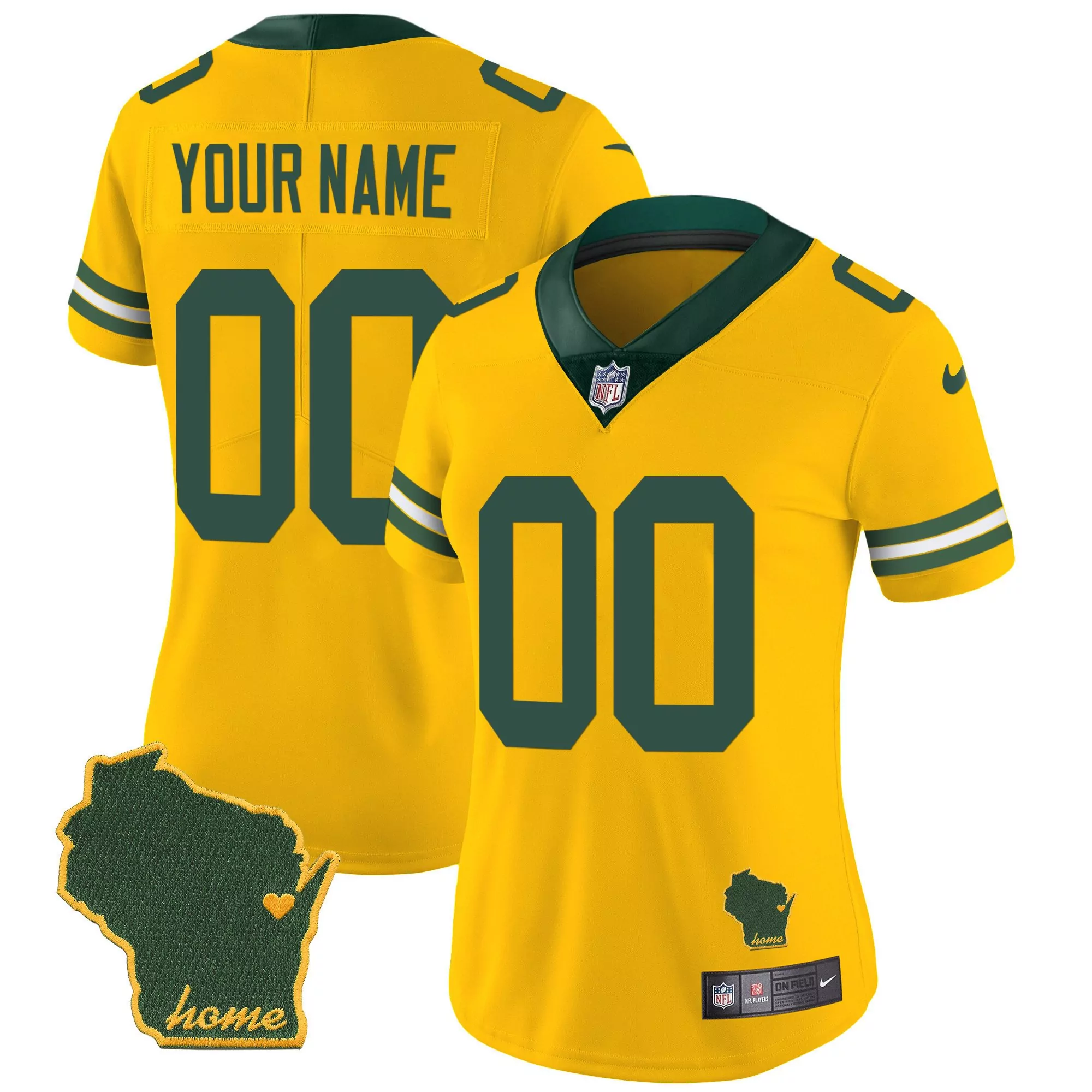 gold women green bay packers cheese vapor limited custom jersey all stitched