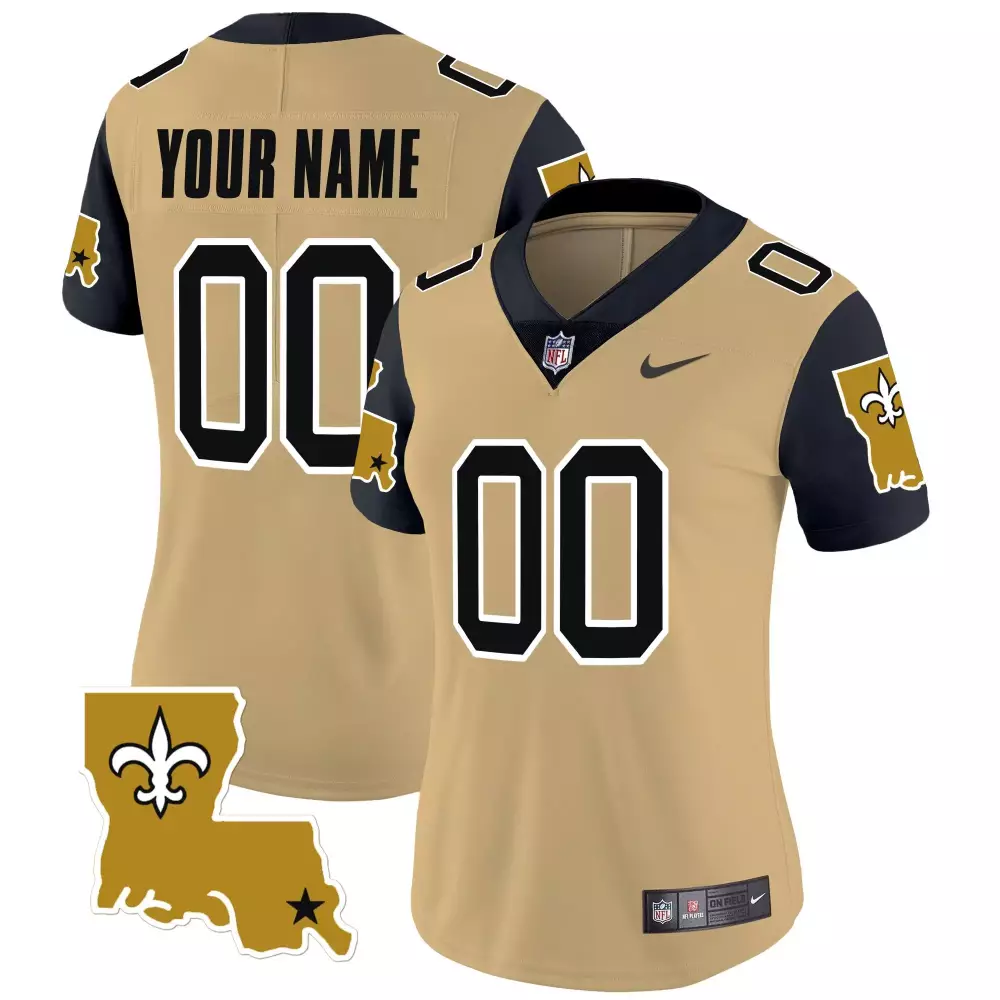 gold men new orleans saints 2024 new orleans city vapor limited custom jersey all stitched