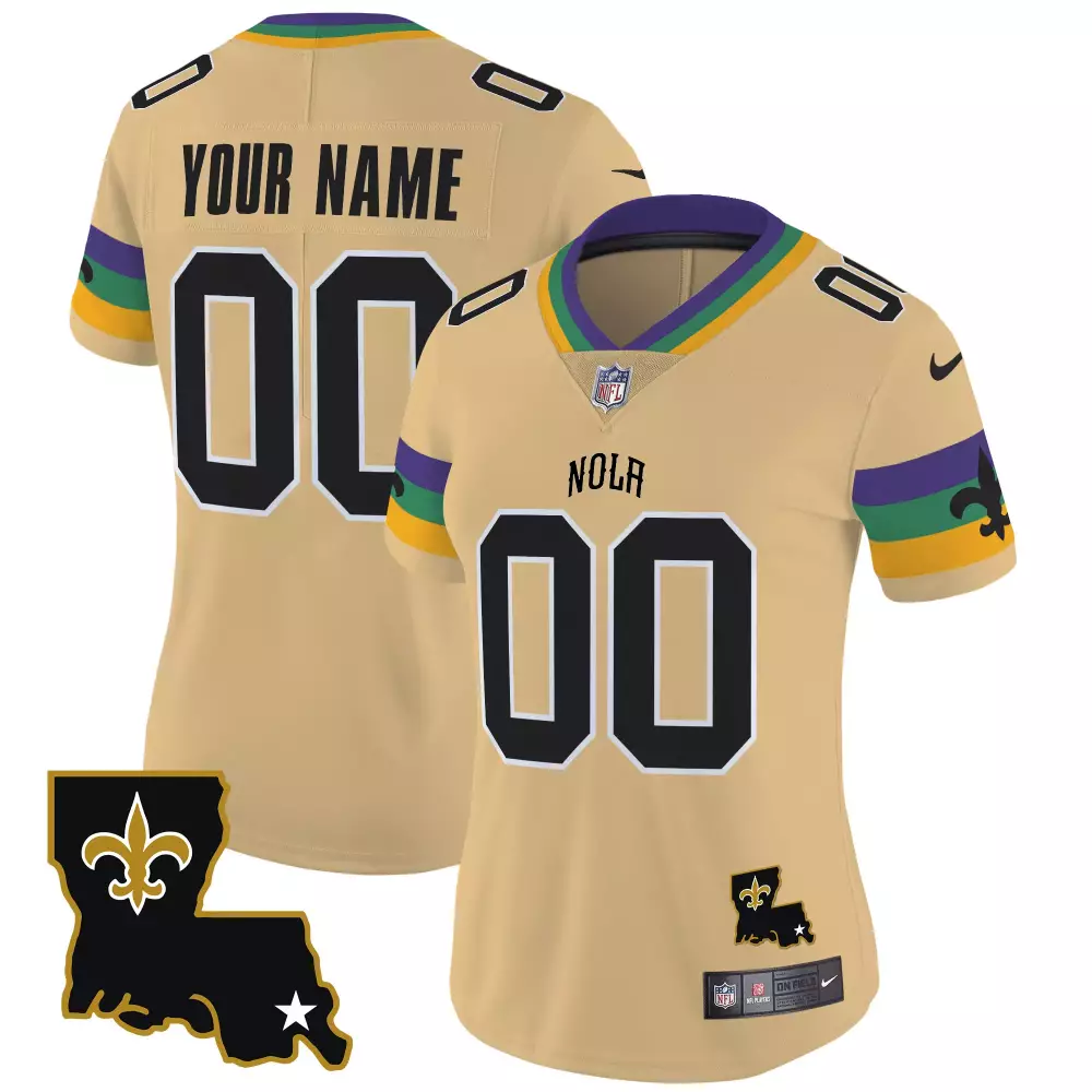 gold men new orleans saints 2024 new orleans city vapor limited custom jersey all stitched