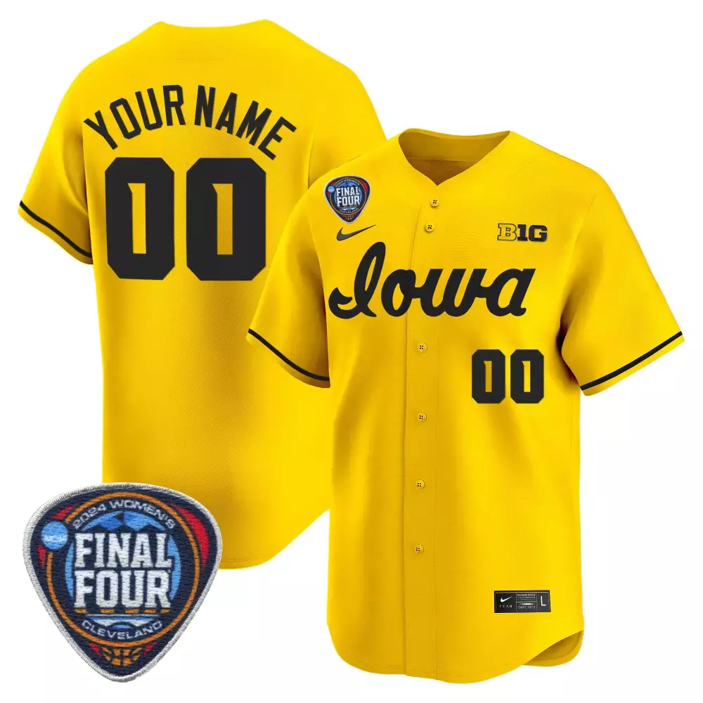 Gold Iowa Hawkeyes 2024 Women's Final Four Basketball Jersey | Custom Stitched | For Youth | Fan Gear