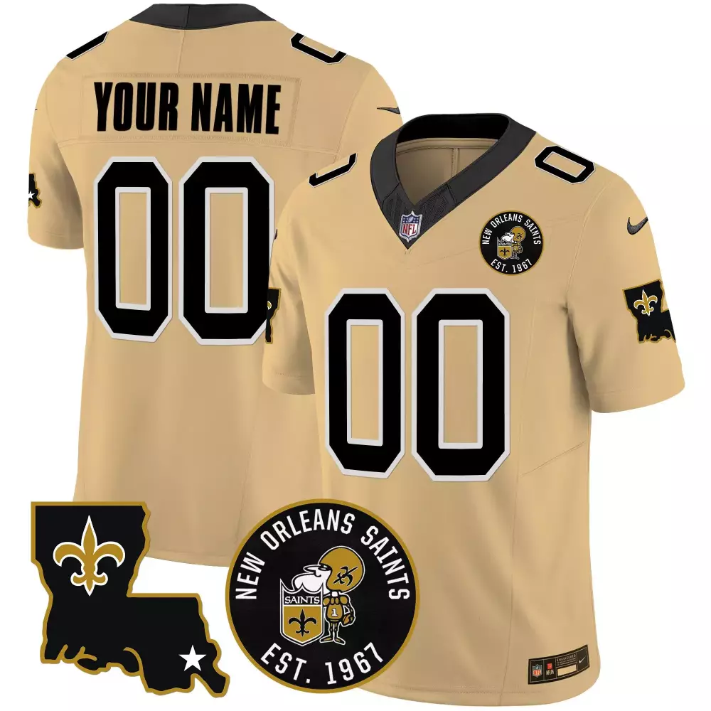 gold youth new orleans saints est 1967 patch vapor custom jersey all stitched