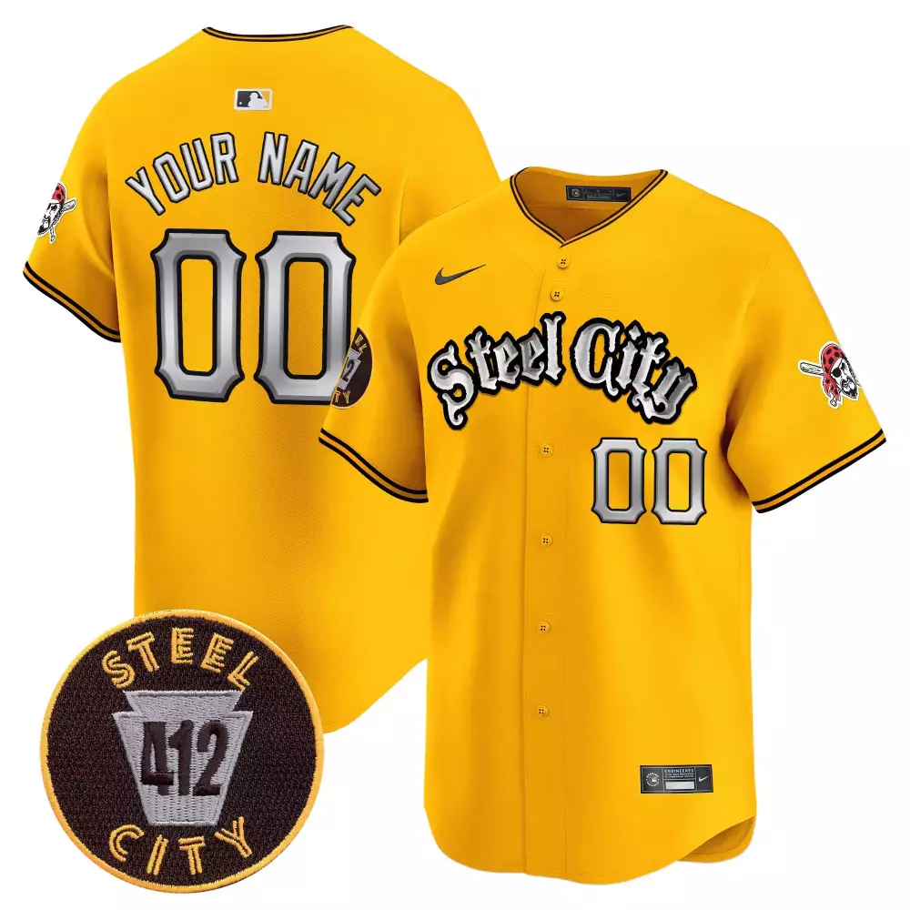 gold women pittsburgh pirates 412 patch vapor premier limited custom jersey v7 all stitched