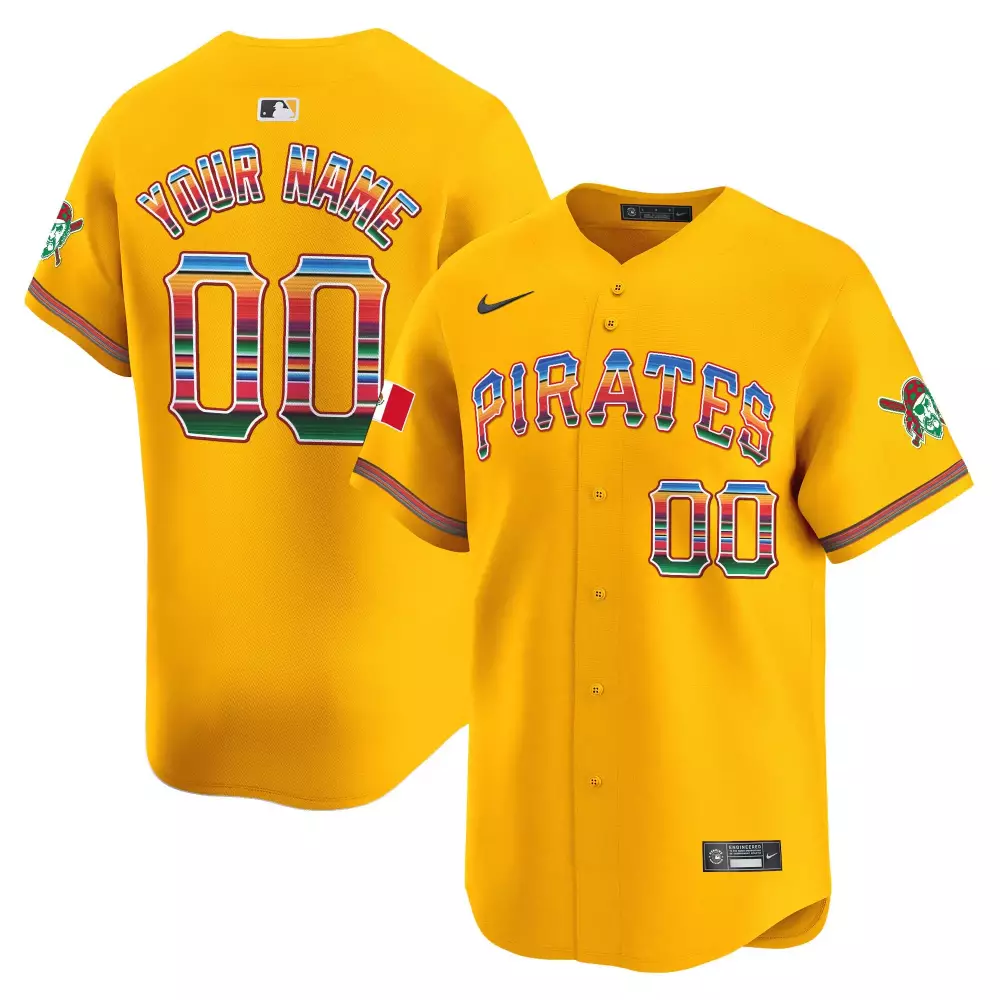 gold youth pittsburgh pirates mexico vapor premier limited custom jersey all stitched