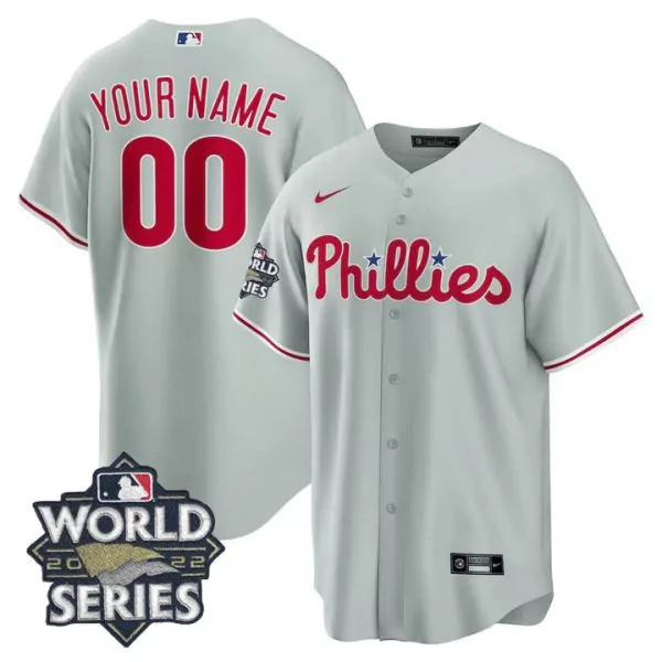 Gray Cool Base Philadelphia Phillies 2022 World Series Custom Jersey | All Stitched Style | For Men, Women & Youth