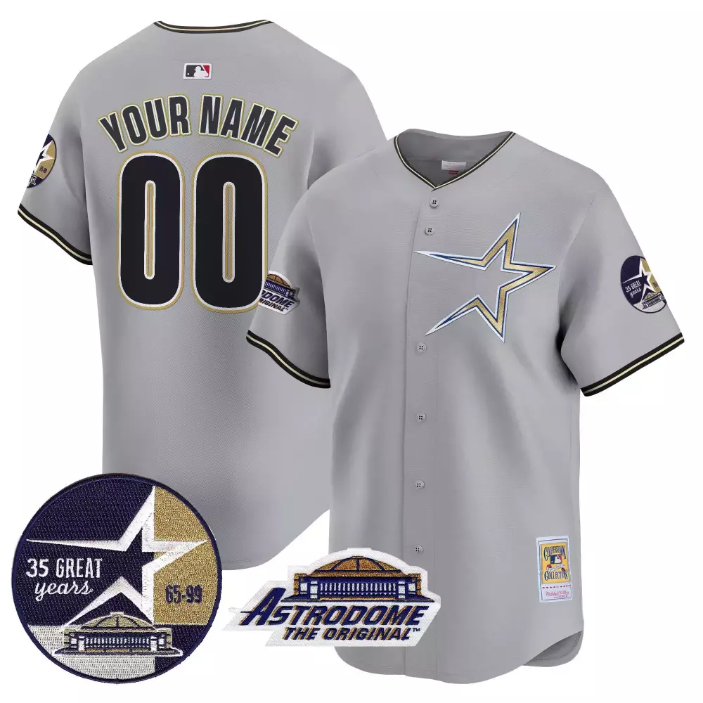 gray men houston astros 1999 throwback 35th astrodome patch vapor premier limited custom jersey all stitched