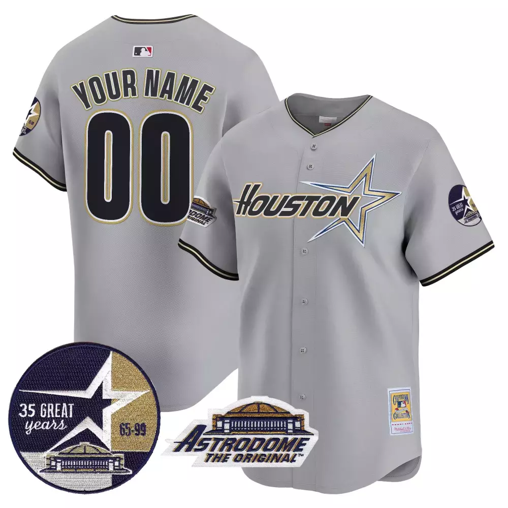 gray men houston astros 1999 throwback 35th astrodome patch vapor premier limited custom jersey all stitched