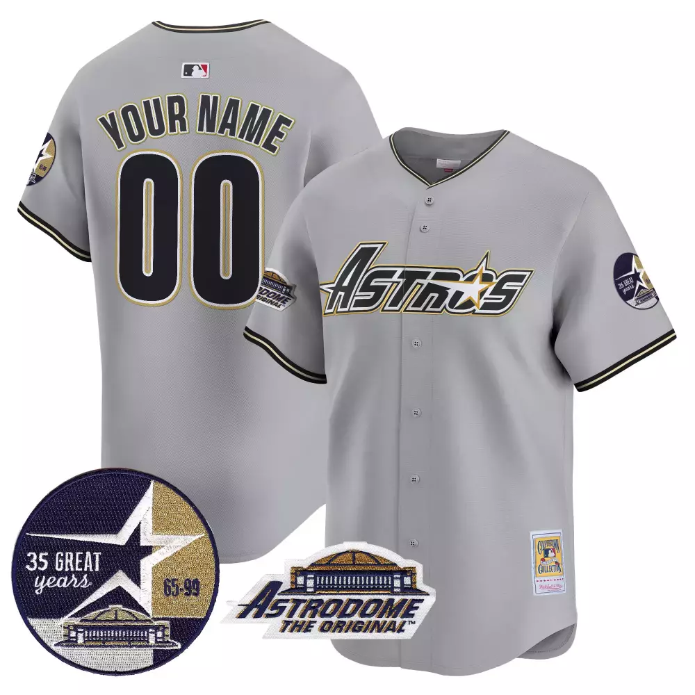 gray men houston astros 1999 throwback 35th astrodome patch vapor premier limited custom jersey all stitched