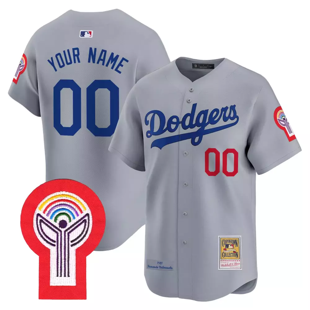 Fernando Valenzuela 1981 Cooperstown Custom Jersey | Gray Los Angeles Dodgers | Men's All Stitched Fan Gear | For Men, Women & Youth