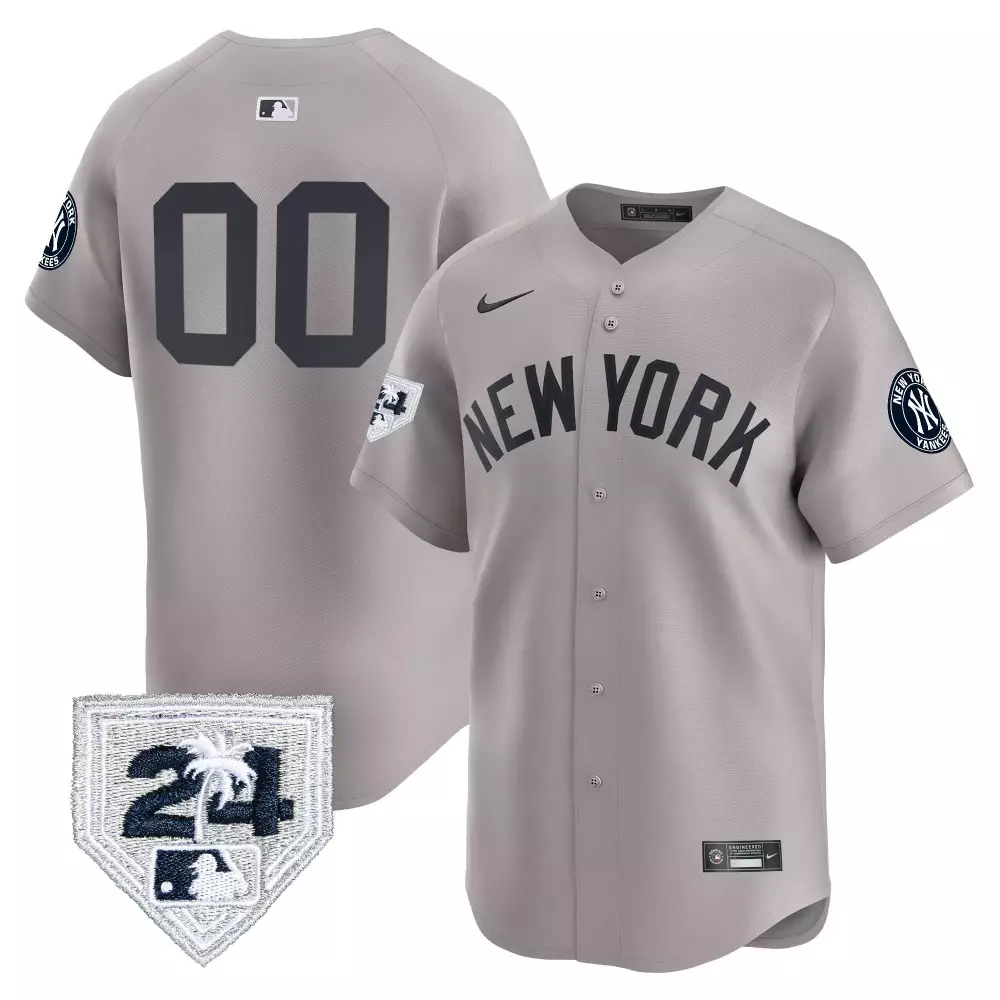 2024 Spring Training Patch New York Yankees Gray Men's Jersey | Premier Limited Edition | Stitched Fan Gear | For Men, Women & Youth