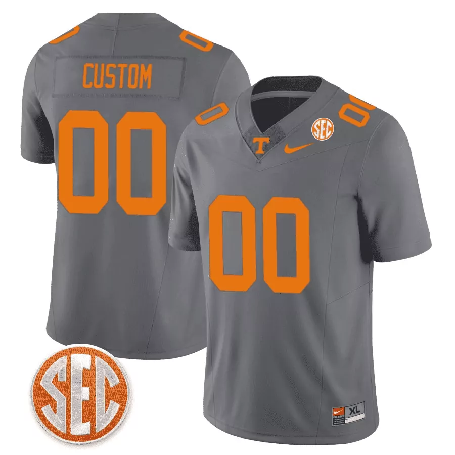gray men tennessee volunteers sec patch custom jersey all stitched