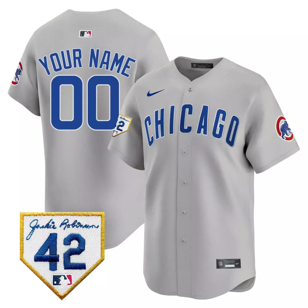 gray road women chicago cubs 2024 jackie robinson patch vapor premier limited custom jersey v2 all stitched