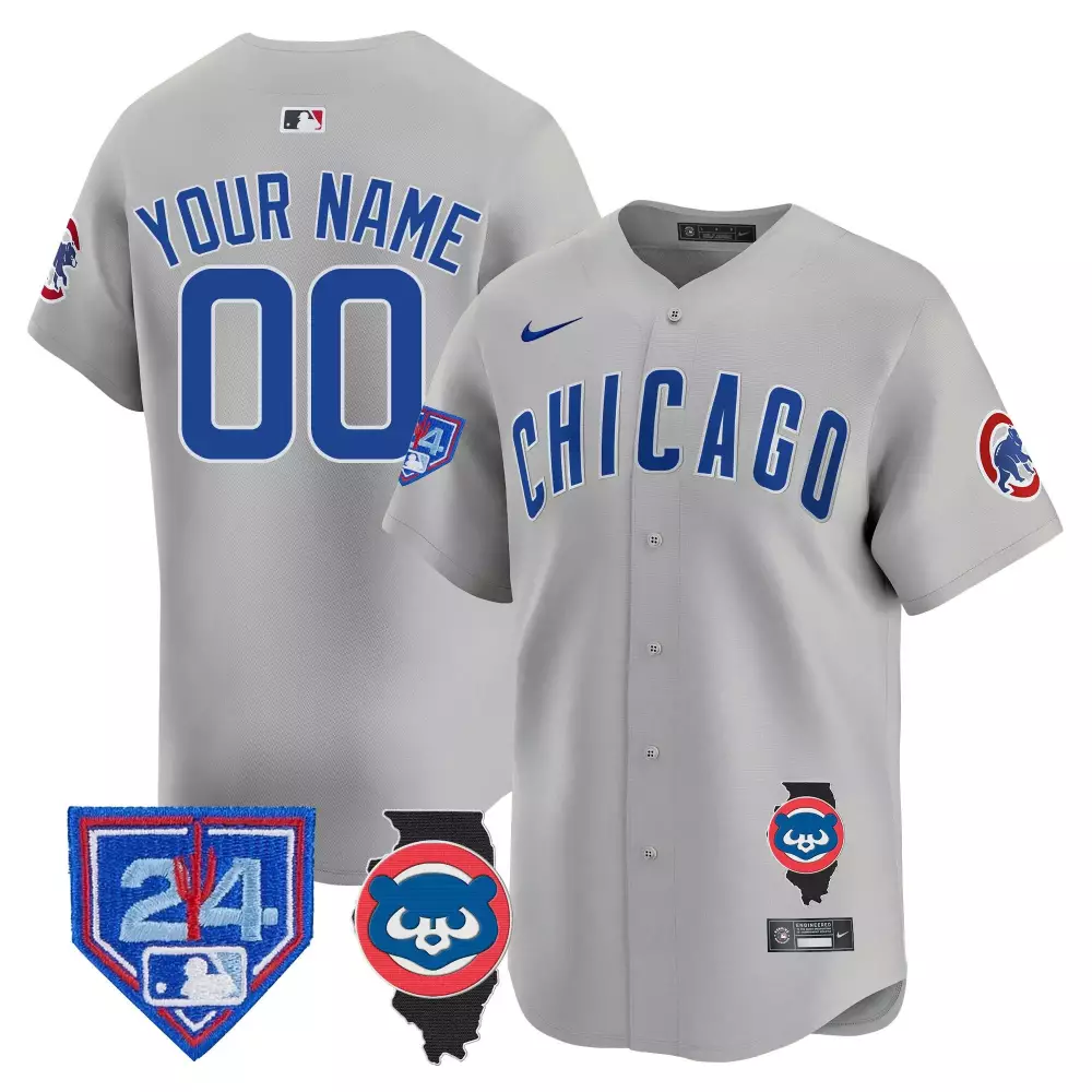 Chicago Cubs Spring Training Illinois Patch Vapor Premier Limited Jersey | Gray Road | Custom Stitched Fan Gear | For Men, Women & Youth