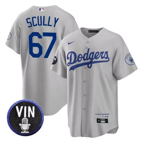 Vin Scully Dodgers Gray Angel Jersey | Stylish Fan Gear for Game Day | Great Gift for Men, Women & Youth
