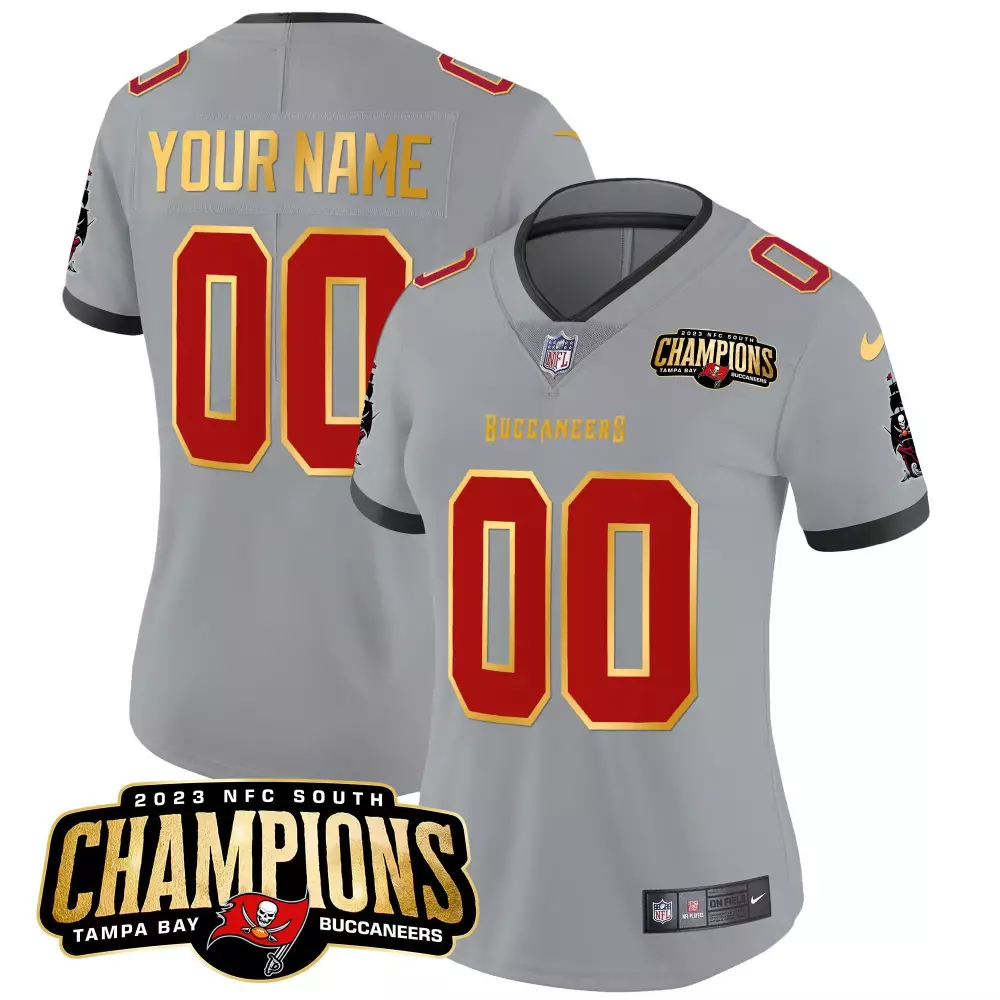 gray men tampa bay buccaneers 2023 nfc south champions patch vapor custom jersey all stitched