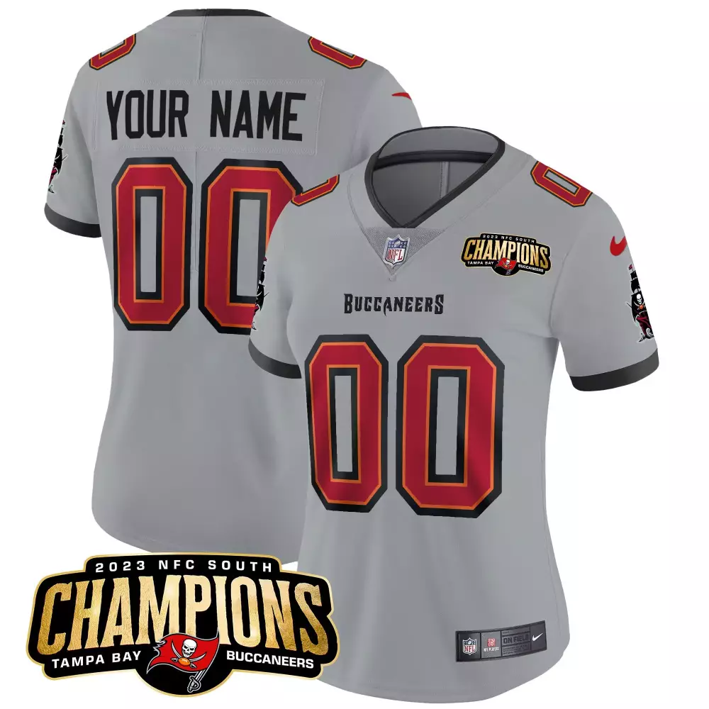 gray men tampa bay buccaneers 2023 nfc south champions patch vapor custom jersey all stitched