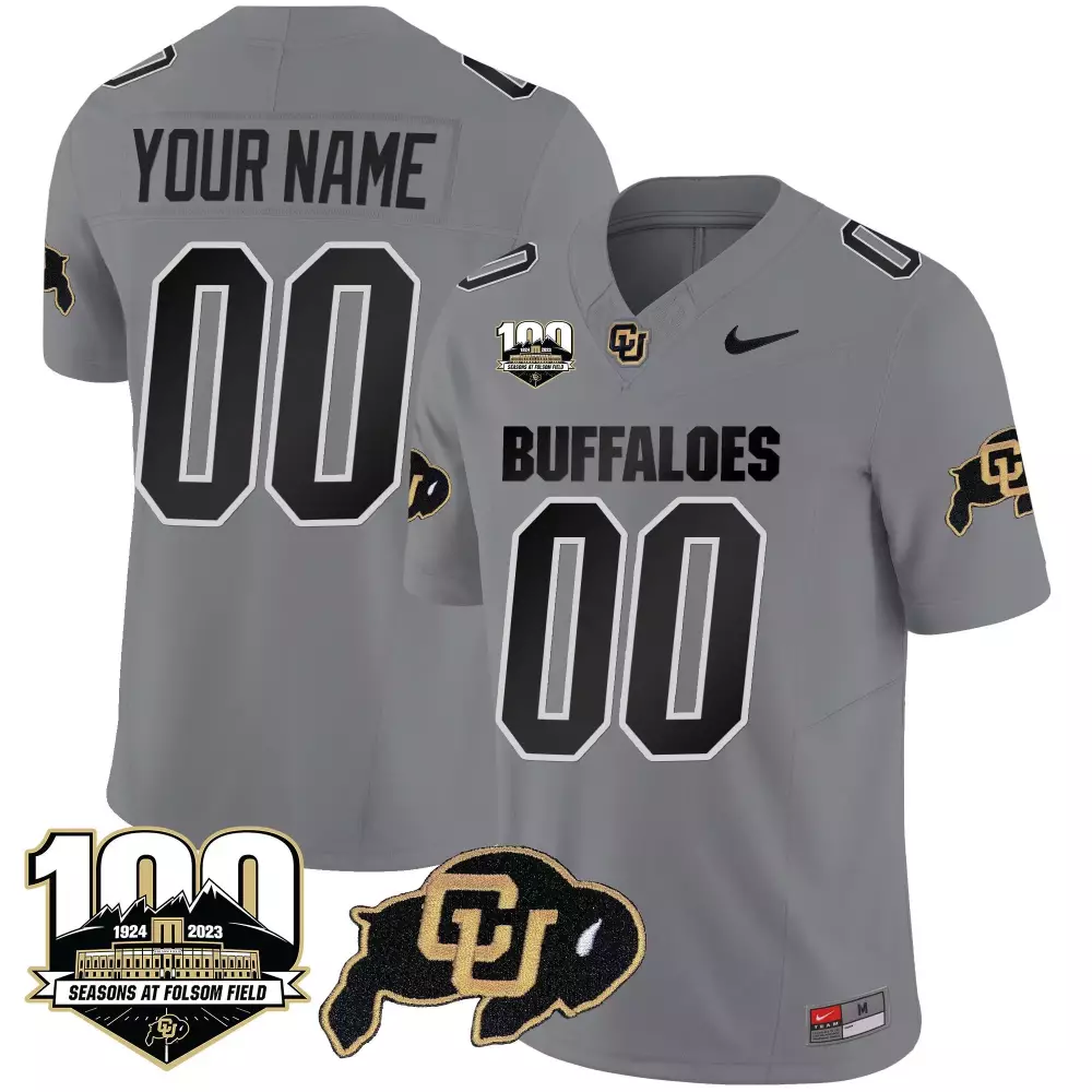 Youth Custom Vapor Limited Gray Colorado Buffaloes Jersey | 100 Seasons Patch | All Stitched for Men, Women & Youth