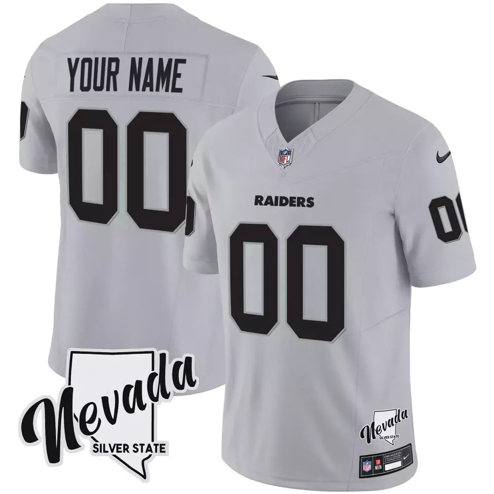 Gray Youth Las Vegas Raiders Nevada Home Patch Vapor Custom Jersey | All Stitched | Stylish Fan Gear for Kids