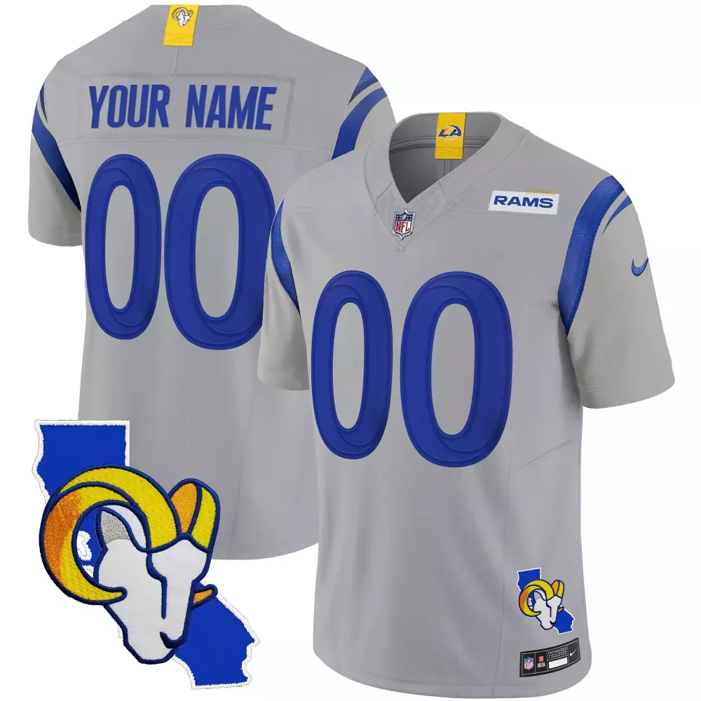 Youth Los Angeles Rams 2024 NFC West Champions Gray Vapor Limited Custom Jersey | All Stitched Fan Gear | For Men, Women & Youth