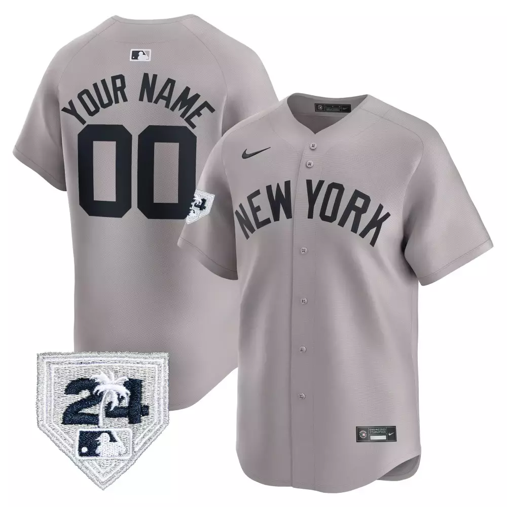 Youth New York Yankees Gray 2024 Spring Training Patch Vapor Premier Limited Jersey | All Stitched | Fan Gear for Game Day | For Men, Women & Youth