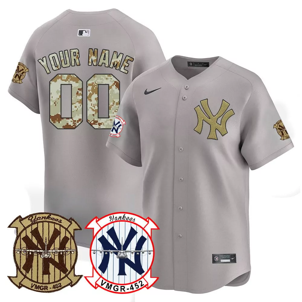 gray youth new york yankees 2024 spring training patch vapor premier limited custom jersey v6 all stitched