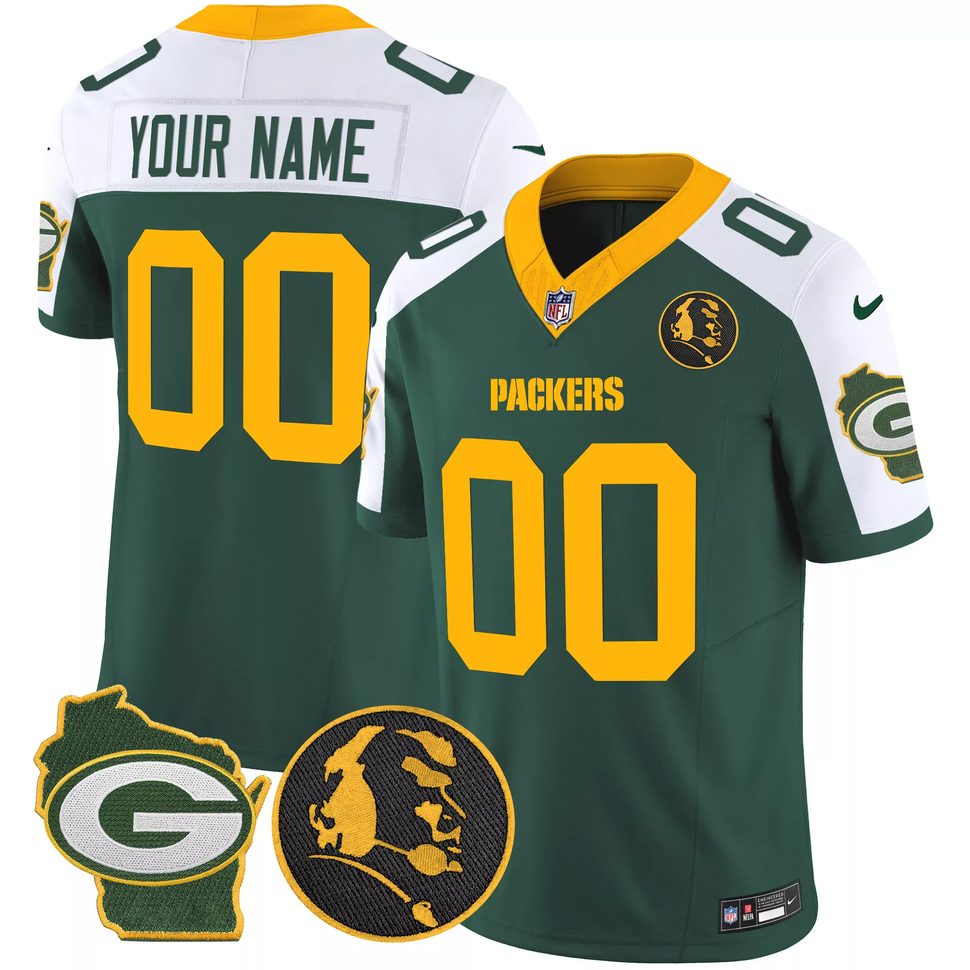 green alternate men green bay packers john madden home patch vapor limited custom jersey all stitched