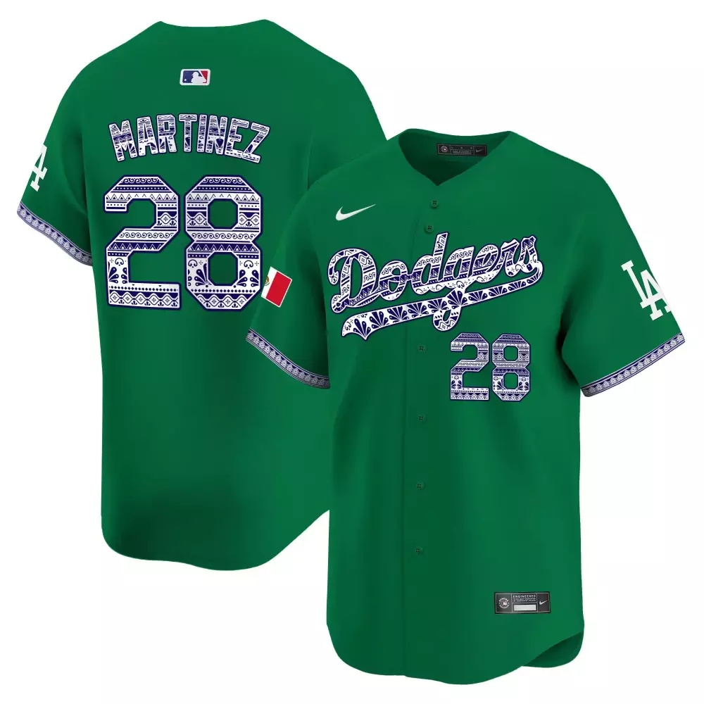 JD Martinez Mexico Vapor Premier Limited Jersey V3 | Green Los Angeles Dodgers | Fan Gear | For Men, Women & Youth