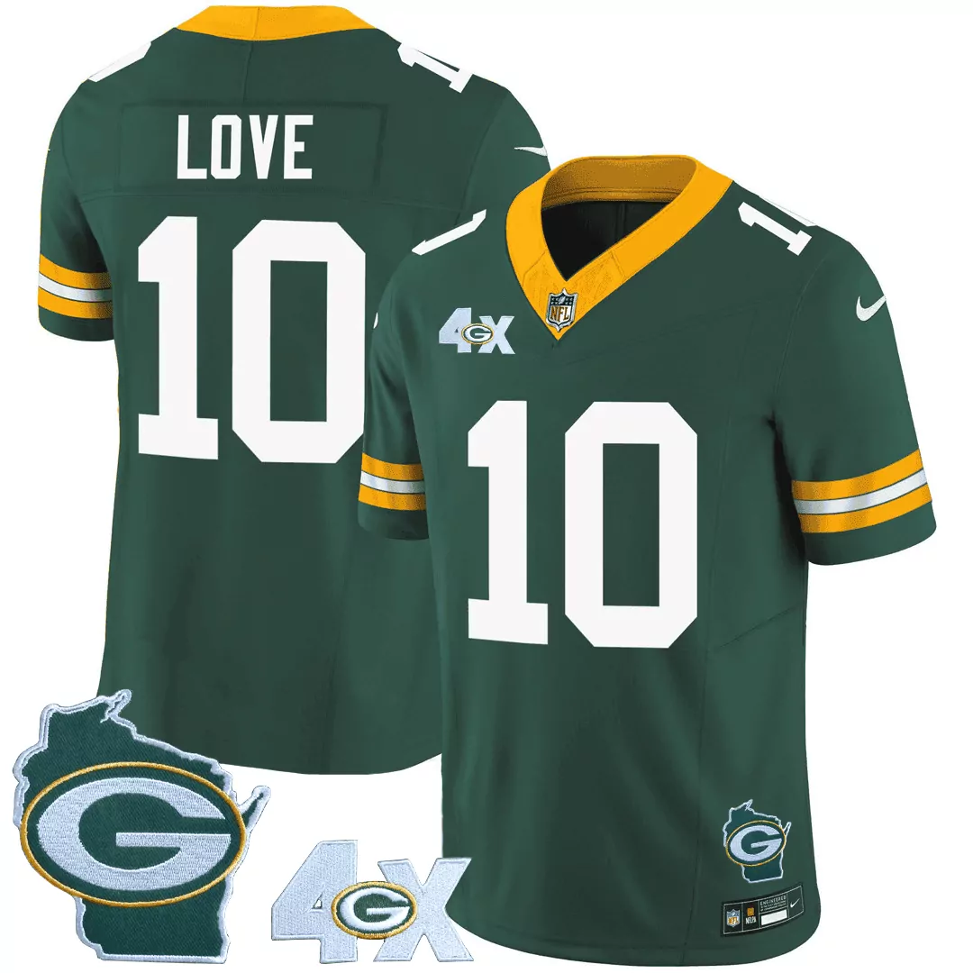 green jordan love mens green bay packers 4x champs home patch vapor jersey all stitched
