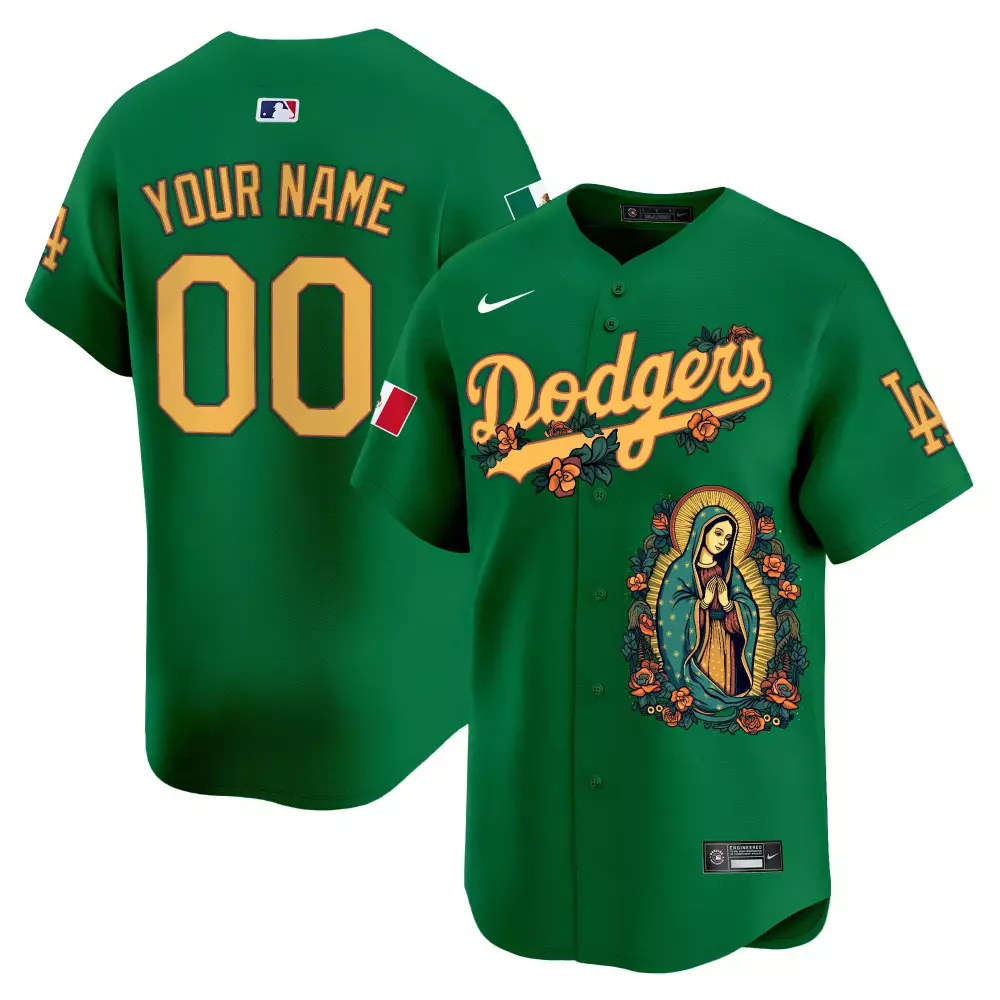 green men los angeles dodgers mexico flex base limited custom jersey all stitched