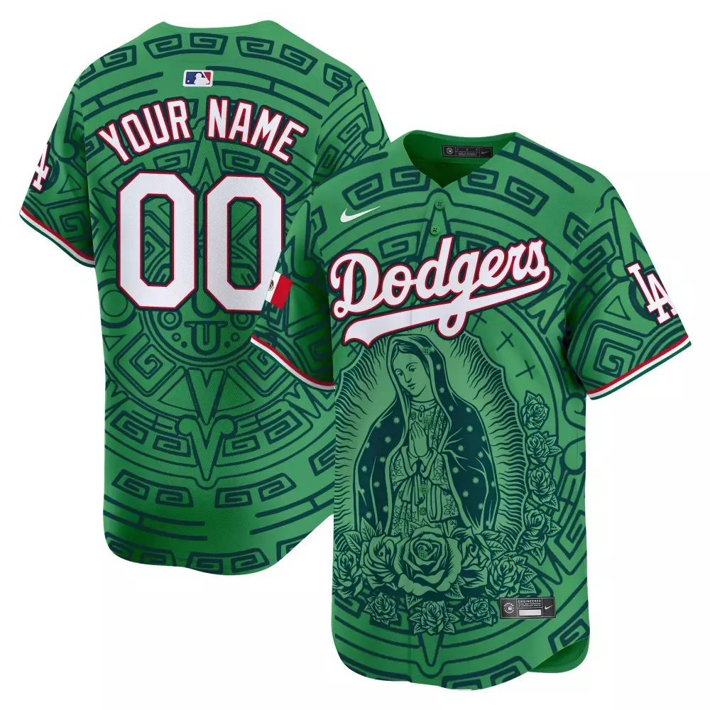 green men los angeles dodgers mexico flex base limited custom jersey all stitched