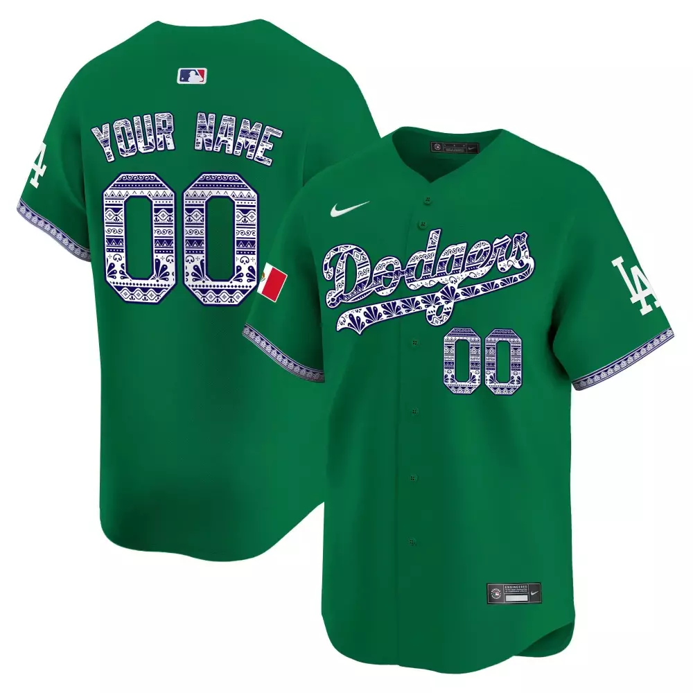 Los Angeles Dodgers Green Men Mexico Sugar Skull Vapor Premier Limited Jersey V2 | Custom Printed Design | Fan Gear for Men, Women & Youth