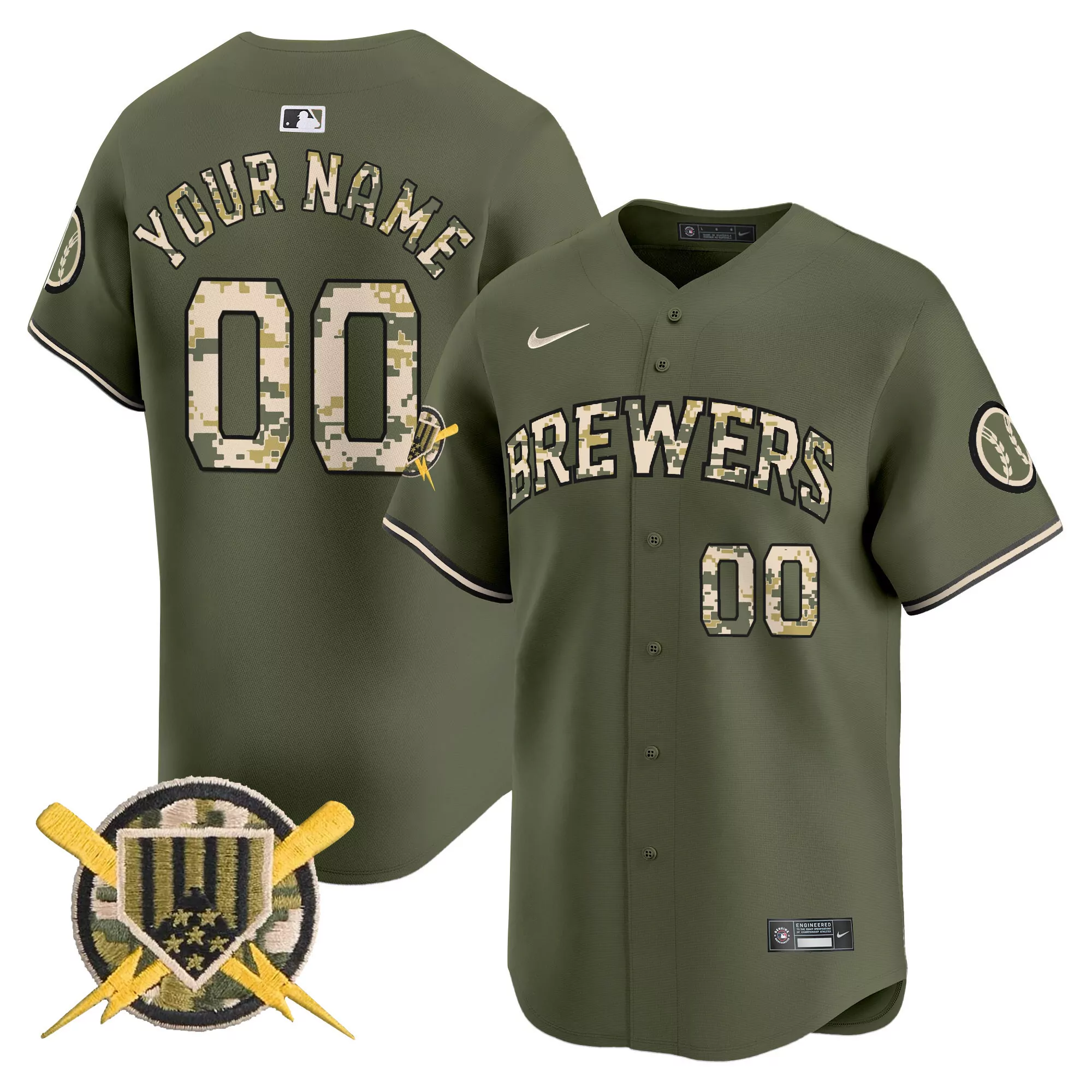 gold men milwaukee brewers golden 50th anniversary patch vapor premier limited custom jersey all stitched