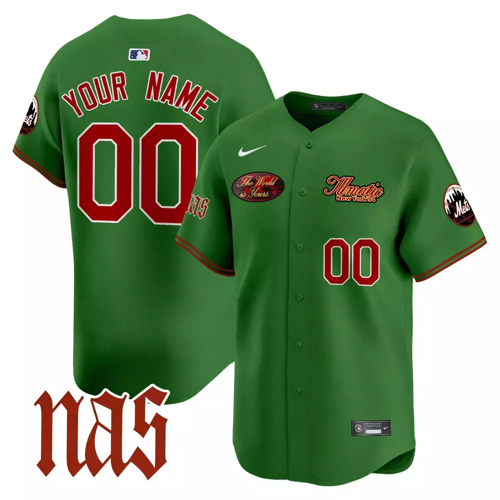 green men new york mets nas illmatic vapor premier limited custom jersey v2 all stitched