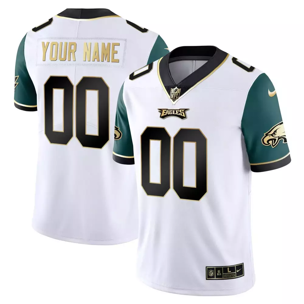 green sleeves youth philadelphia eagles gold split custom name and number all stitched
