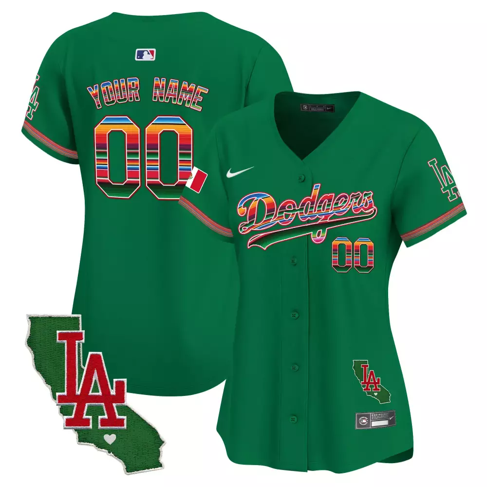 green women los angeles dodgers mexico alternate cool base custom jersey all stitched