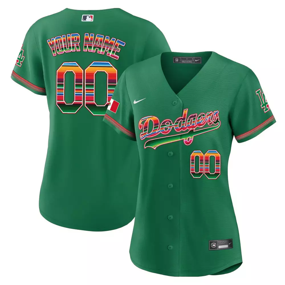 green women los angeles dodgers mexico alternate cool base custom jersey all stitched