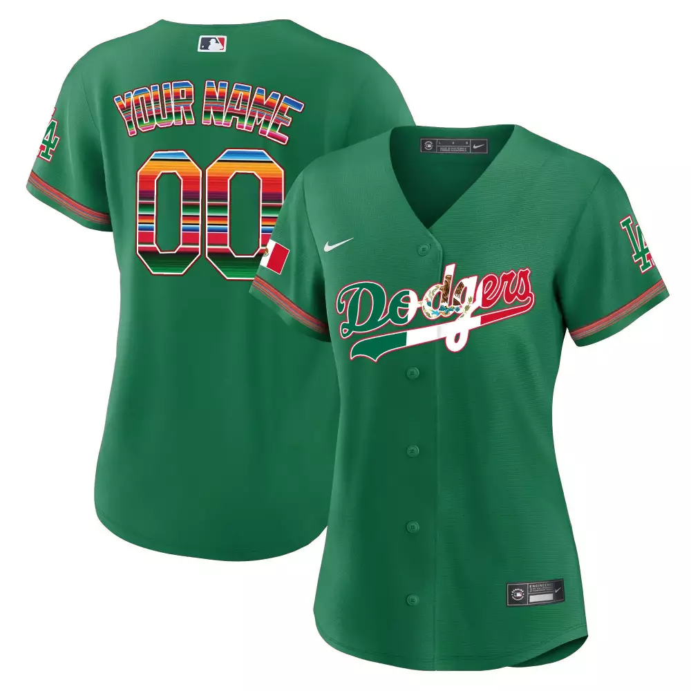 green women los angeles dodgers mexico alternate cool base custom jersey all stitched