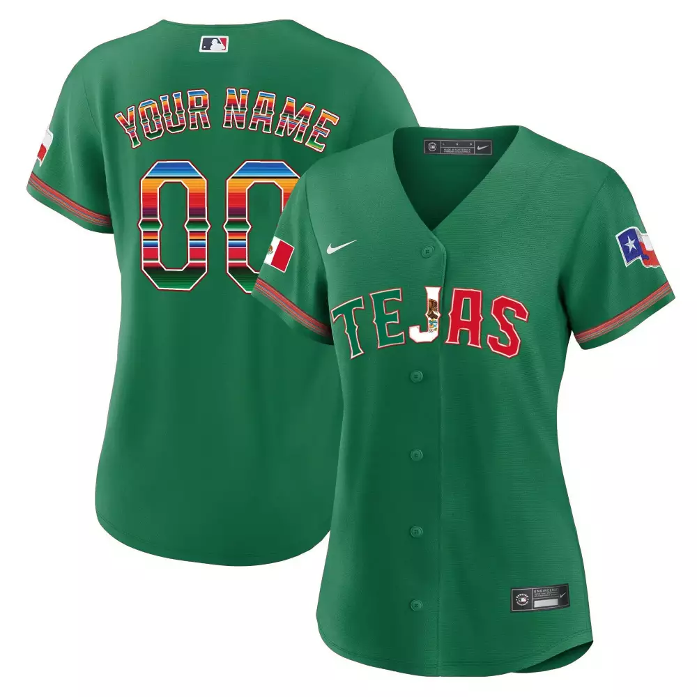 Women's Texas Rangers Green Jersey | 2023 World Series Mexico Custom | Stitched Fan Gear for Men, Women & Youth