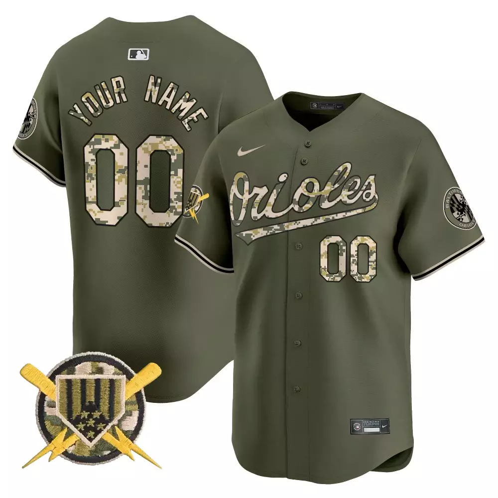 green youth baltimore orioles armed forces day vapor premier limited custom jersey all stitched