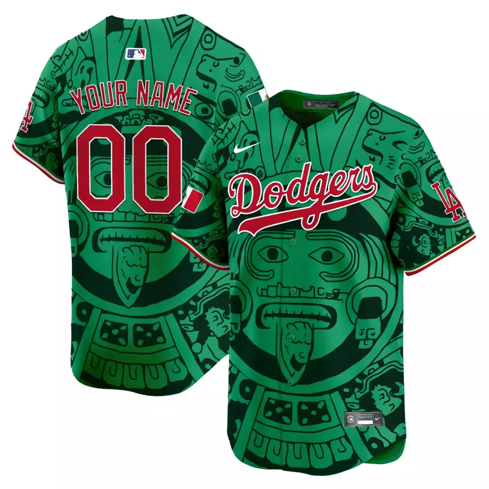Youth Dodgers Aztec Mexico Premier Limited Custom Jersey | Green | Fan Gear for Men, Women & Youth