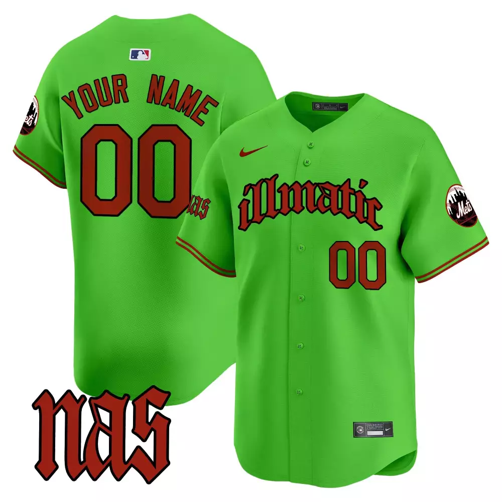 green men new york mets nas illmatic vapor premier limited custom jersey v2 all stitched