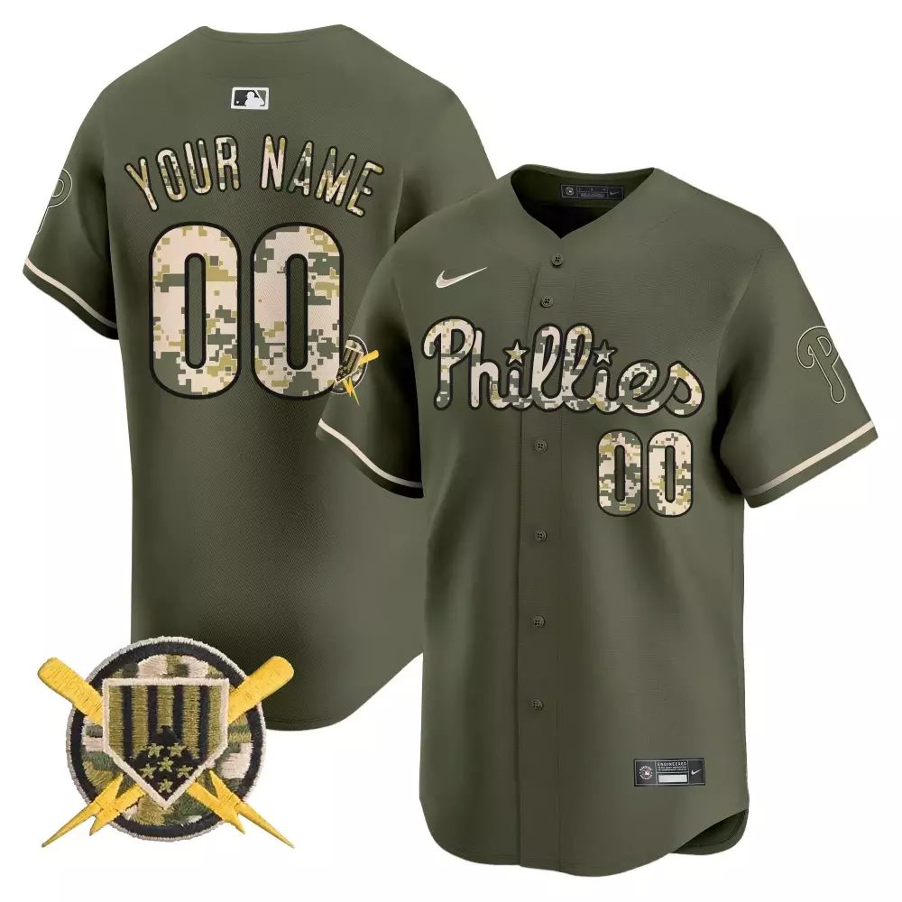 green youth phillies armed forces day vapor premier limited custom jersey all stitched