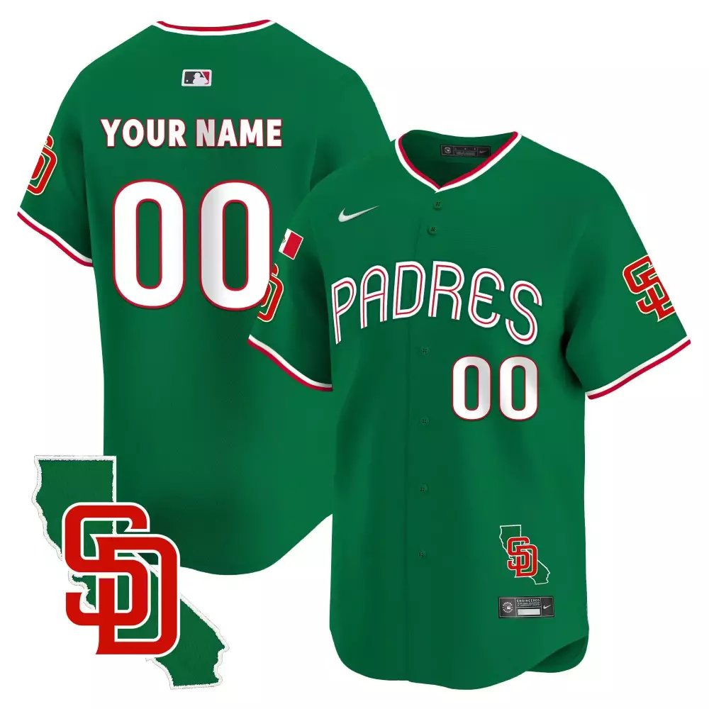 San Diego Padres Youth Green Mexico California Patch Vapor Premier Limited Jersey V4 | Custom Stitched | Fan Gear for Men, Women & Youth