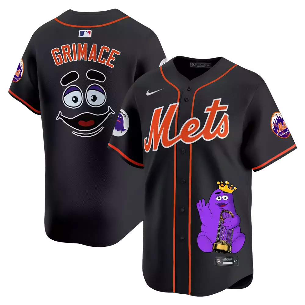 grimace black unisex new york mets grimace halloween vapor premier limited jersey printed